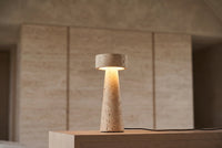 The Obelisco Travertine Table Lamp