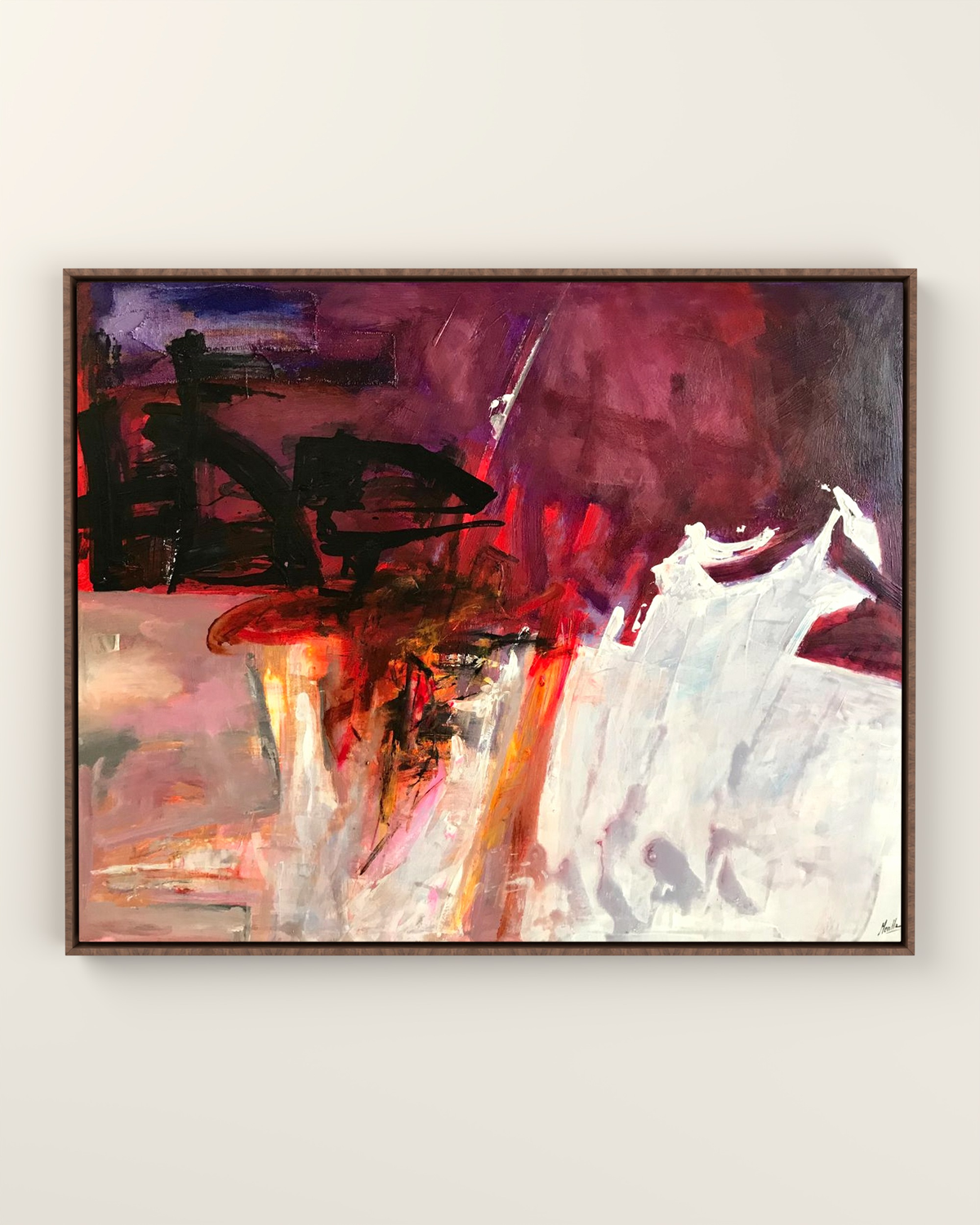 Bravari Canvas Artwork in a Walnut float frame | KUNAL TREHAN Casa Maison Home