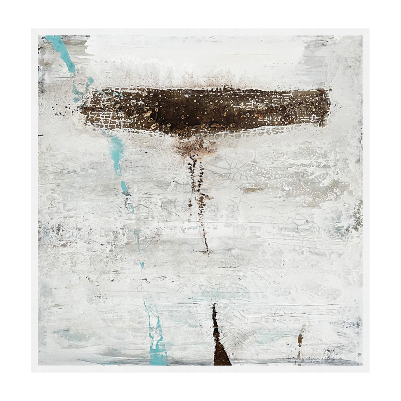Erosion Celeste Canvas Artwork – White