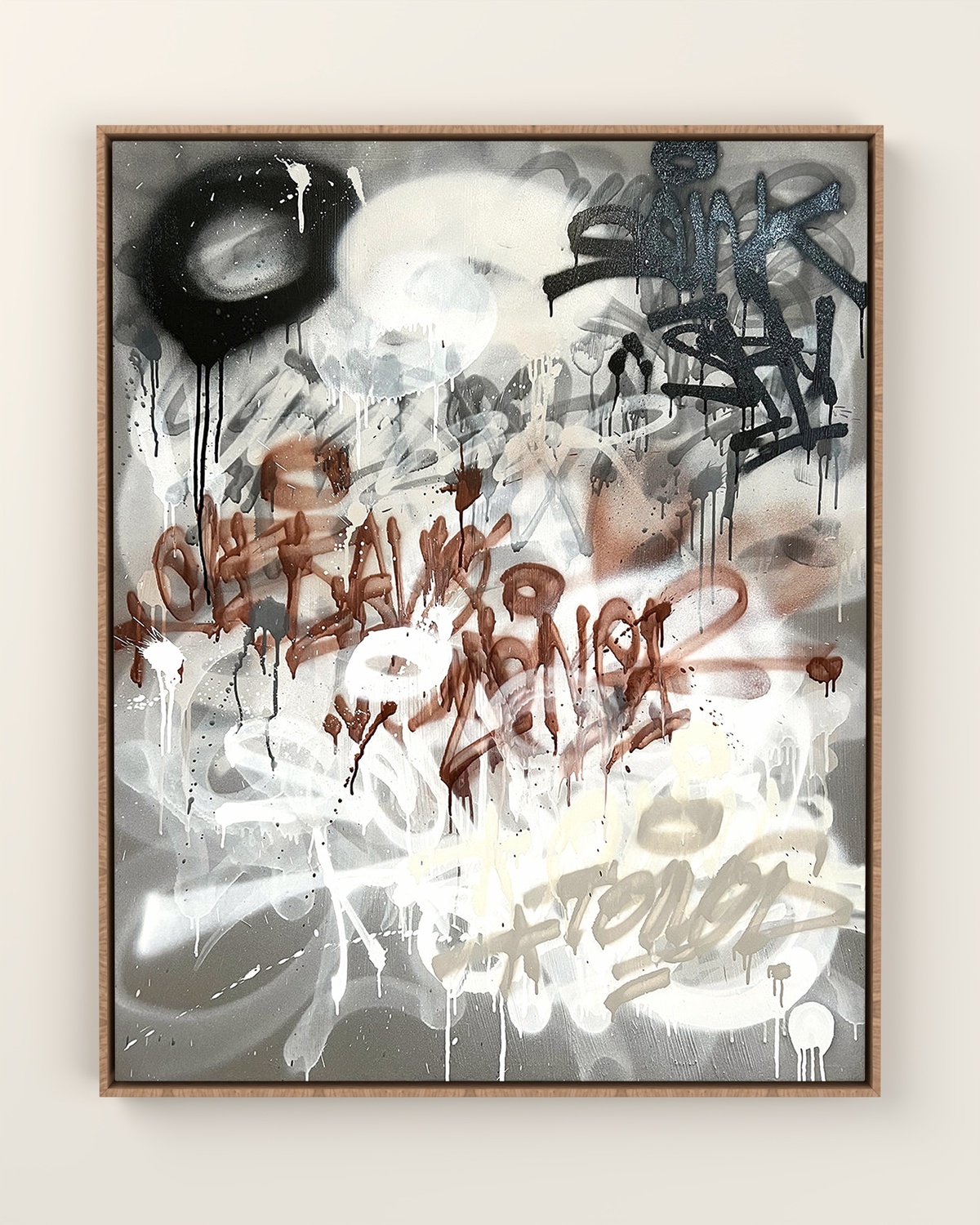 Grafico Brut Canvas Artwork in an Oak float frame | KUNAL TREHAN Casa Maison Home
