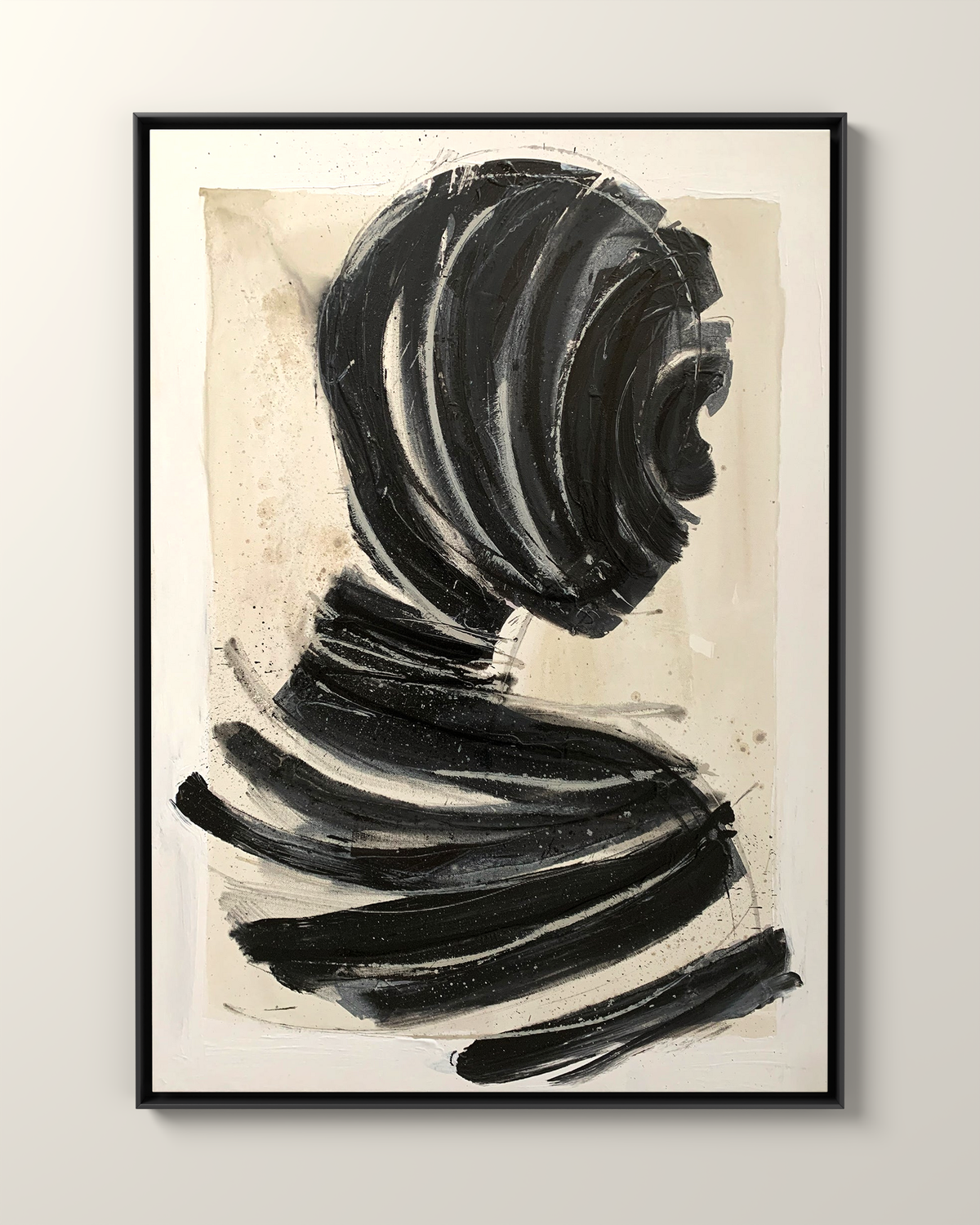Interno Nero 2 Canvas Artwork in a Black frame | KUNAL TREHAN Casa Maison Home