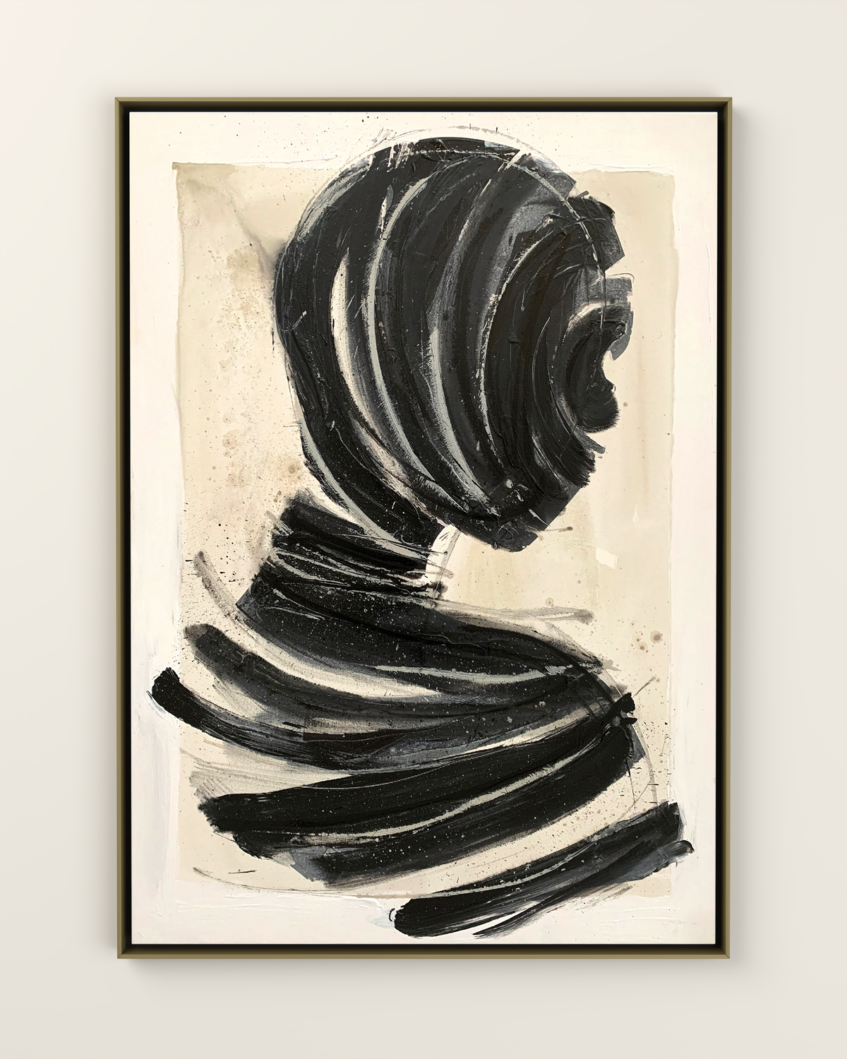 Interno Nero 2 Canvas Artwork in a Golden frame | KUNAL TREHAN Casa Maison Home