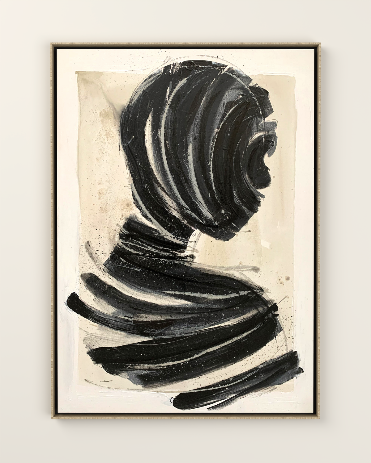 Interno Nero 2 Canvas Artwork in an Oak frame | KUNAL TREHAN Casa Maison Home