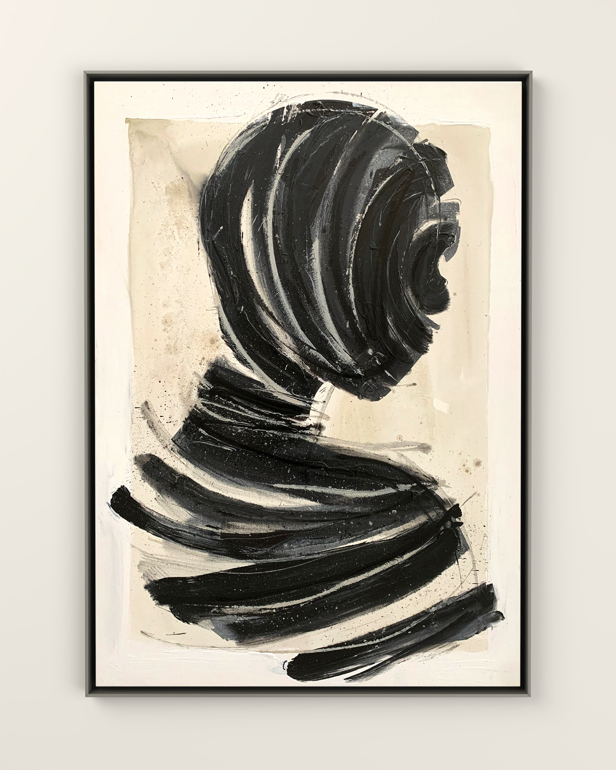 Interno Nero 2 Canvas Artwork in a Silver frame | KUNAL TREHAN Casa Maison Home