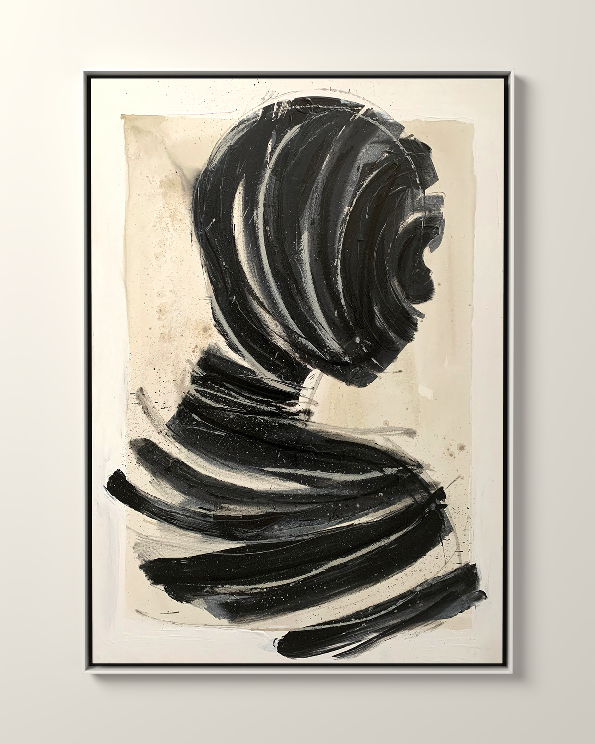 Interno Nero 2 Canvas Artwork in a White frame | KUNAL TREHAN Casa Maison Home