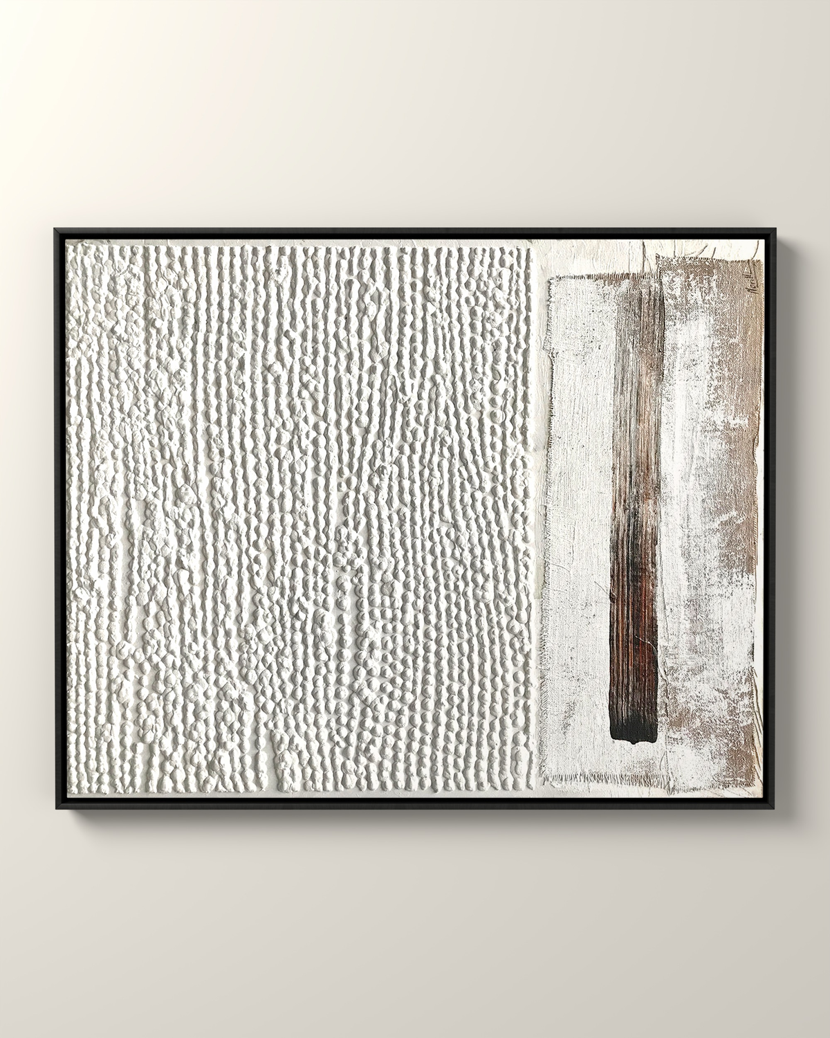Linea Tactile Canvas Artwork in a Black float frame | KUNAL TREHAN Casa Maison Home