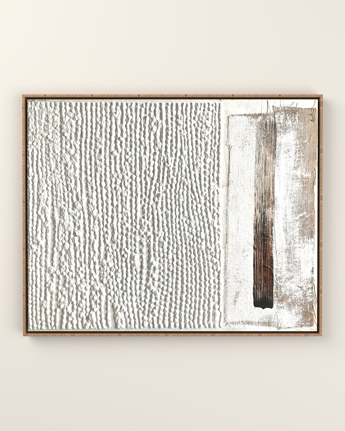 Linea Tactile Canvas Artwork in an Oak float frame | KUNAL TREHAN Casa Maison Home
