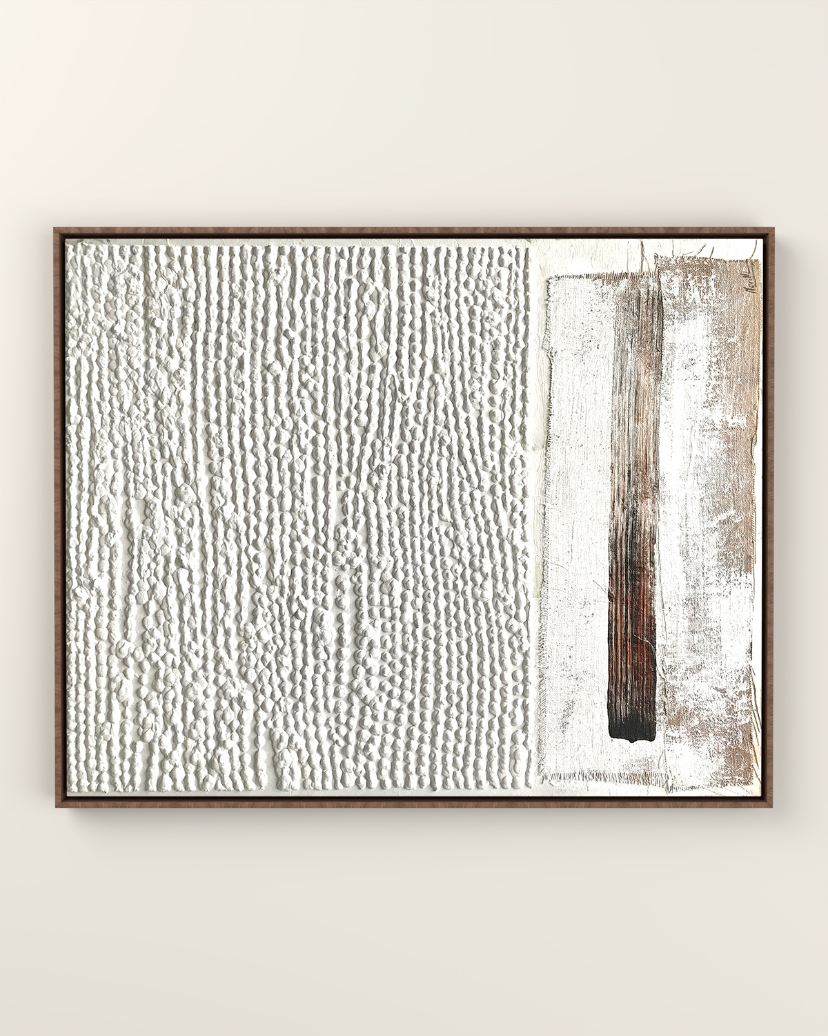 Linea Tactile Canvas Artwork in a Walnut float frame | KUNAL TREHAN Casa Maison Home
