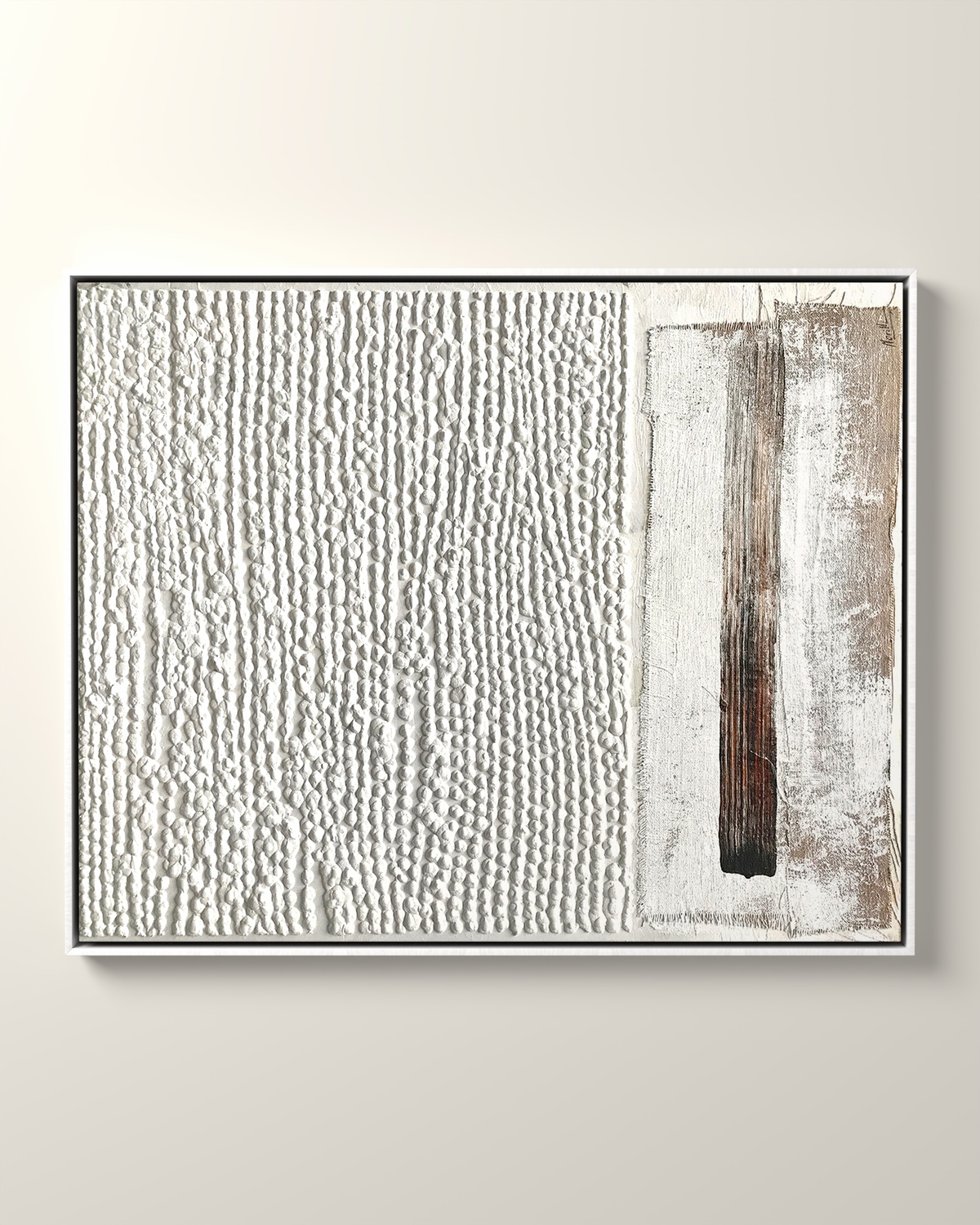 Linea Tactile Canvas Artwork in a White float frame | KUNAL TREHAN Casa Maison Home
