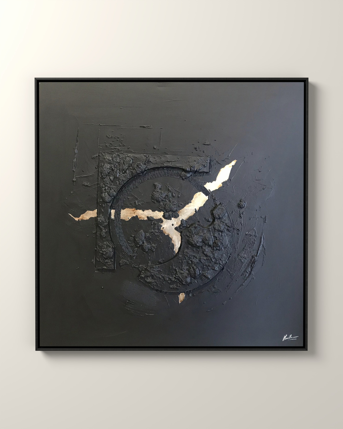Milan Noir Canvas Artwork in a Black float frame | KUNAL TREHAN Casa Maison Home