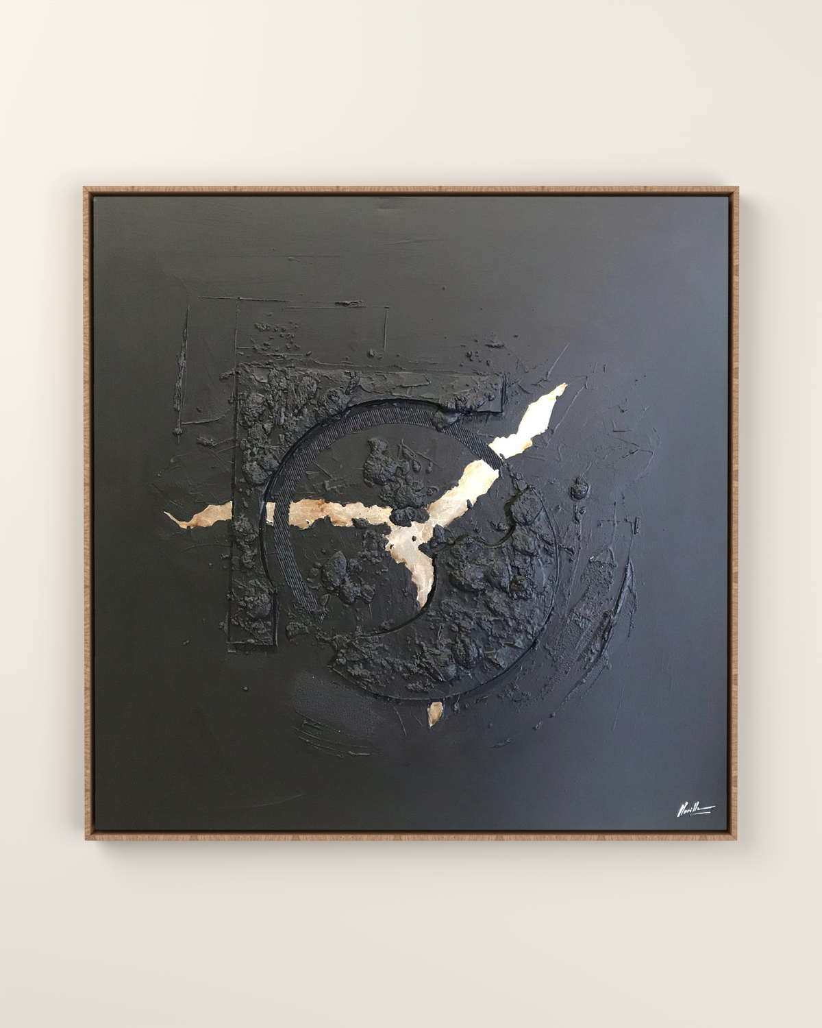 Milan Noir Canvas Artwork in an Oak float frame | KUNAL TREHAN Casa Maison Home