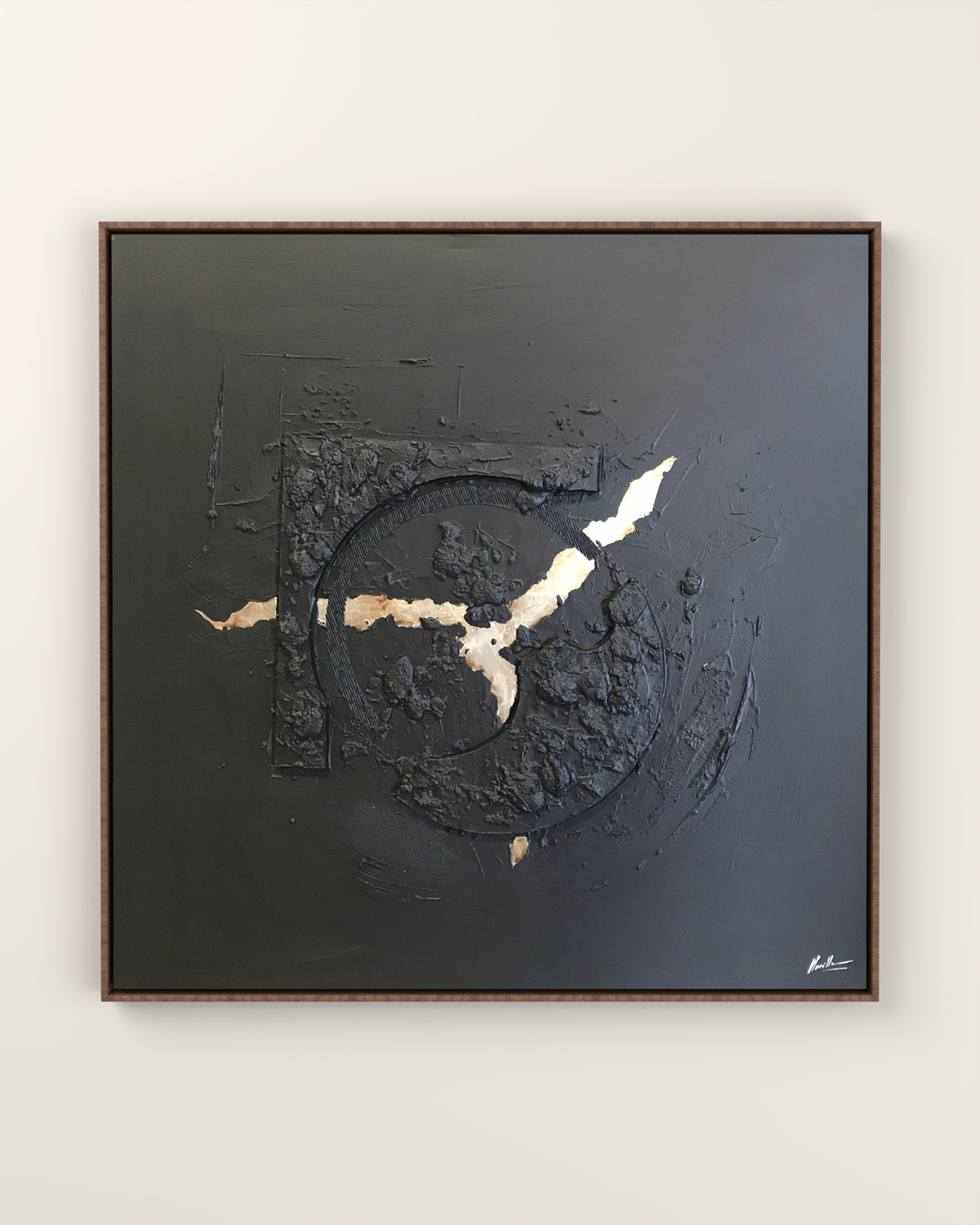 Milan Noir Canvas Artwork in a Walnut float frame | KUNAL TREHAN Casa Maison Home