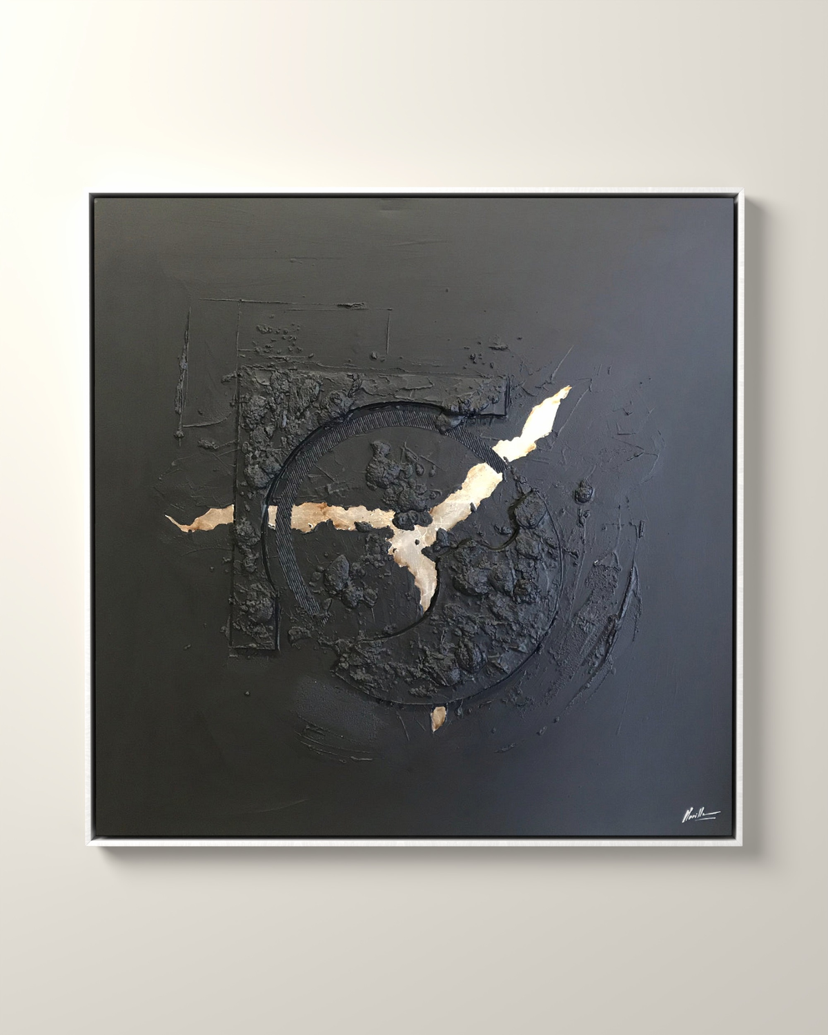 Milan Noir Canvas Artwork in a White float frame | KUNAL TREHAN Casa Maison Home
