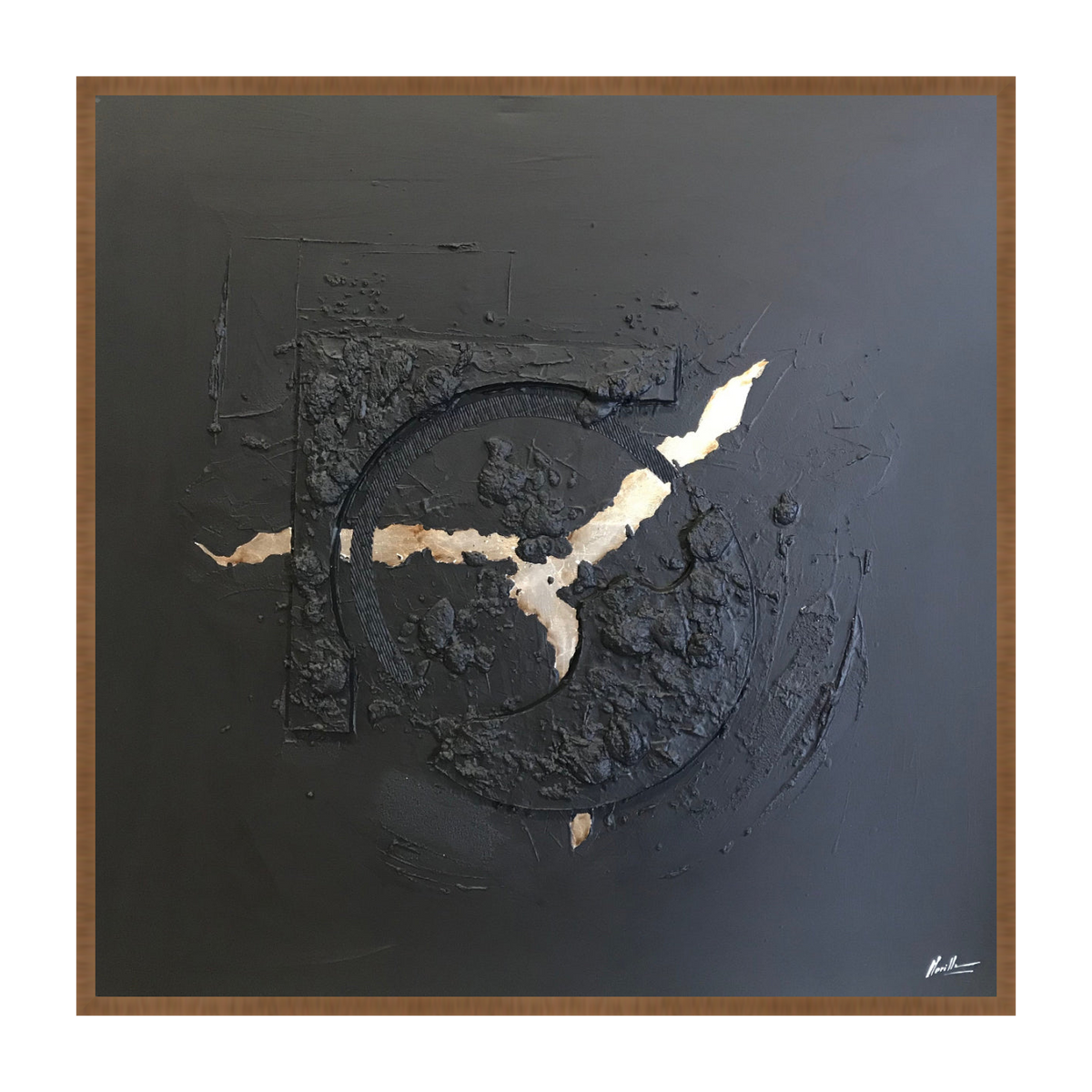 Milan Noir Canvas Artwork – Walnut