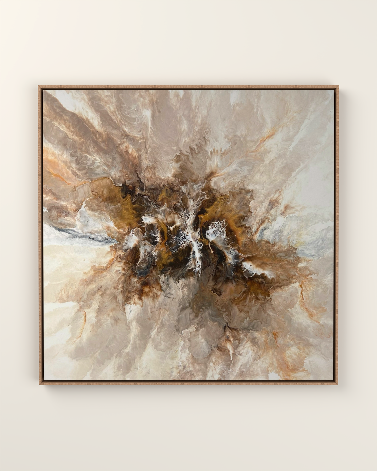 Oak Shimmer Canvas Print Artwork in an Oak float frame | KUNAL TREHAN Casa Maison Home