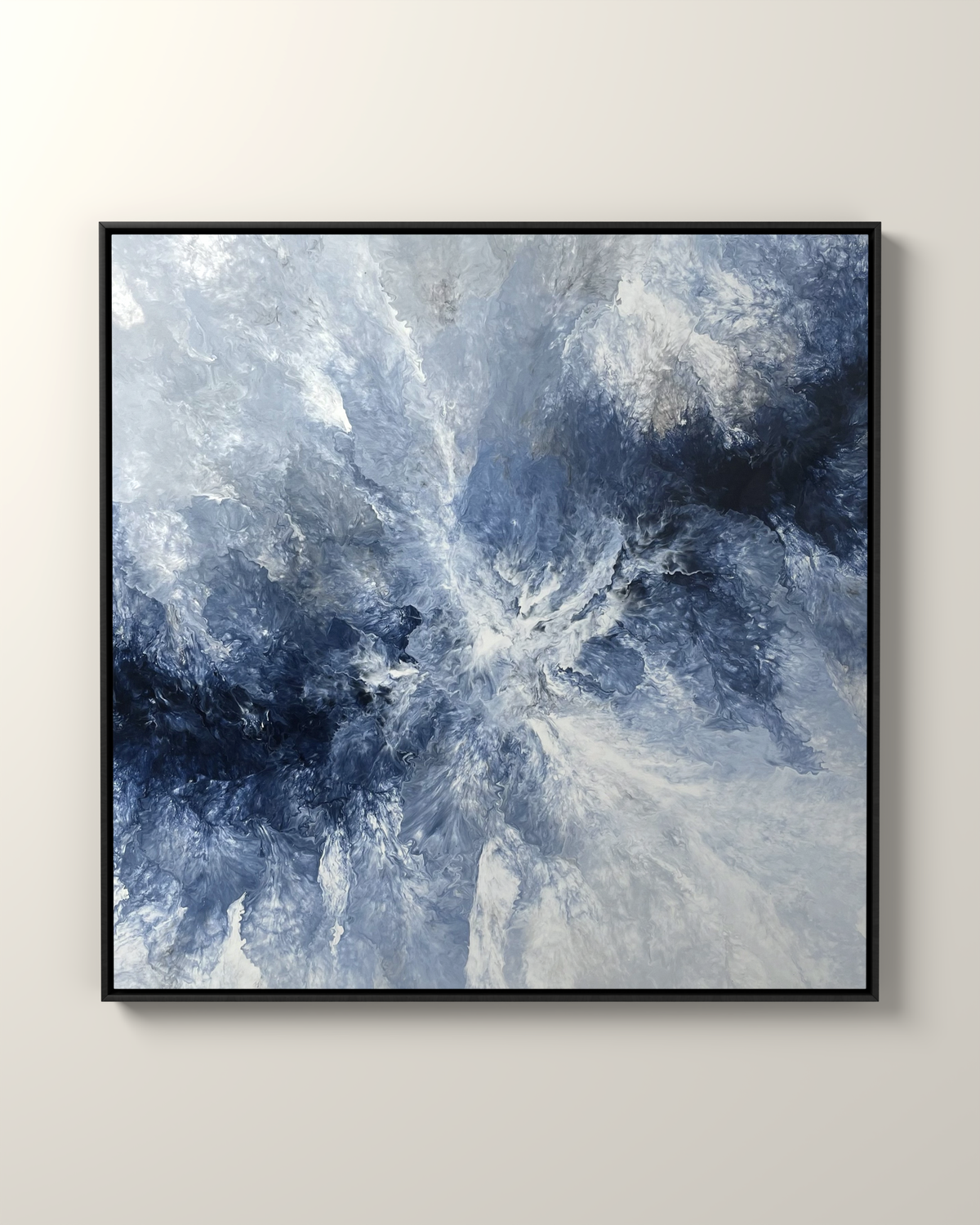 Ocean Navy Canvas Print Artwork in a Black float frame | KUNAL TREHAN Casa Maison Home