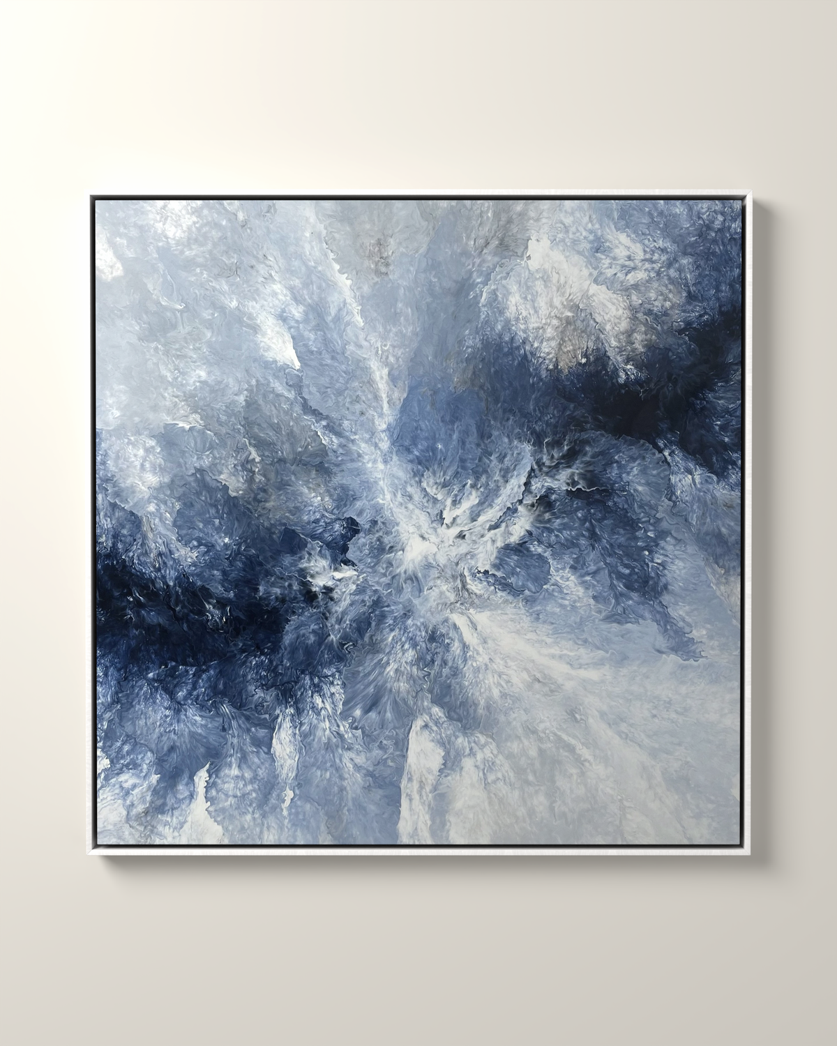 Ocean Navy Canvas Print Artwork in a White float frame | KUNAL TREHAN Casa Maison Home