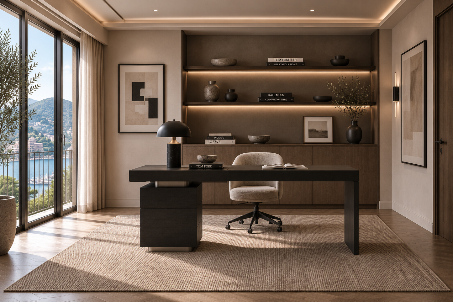 Oston Desk - Smoke Oak - Left Hand Drawers