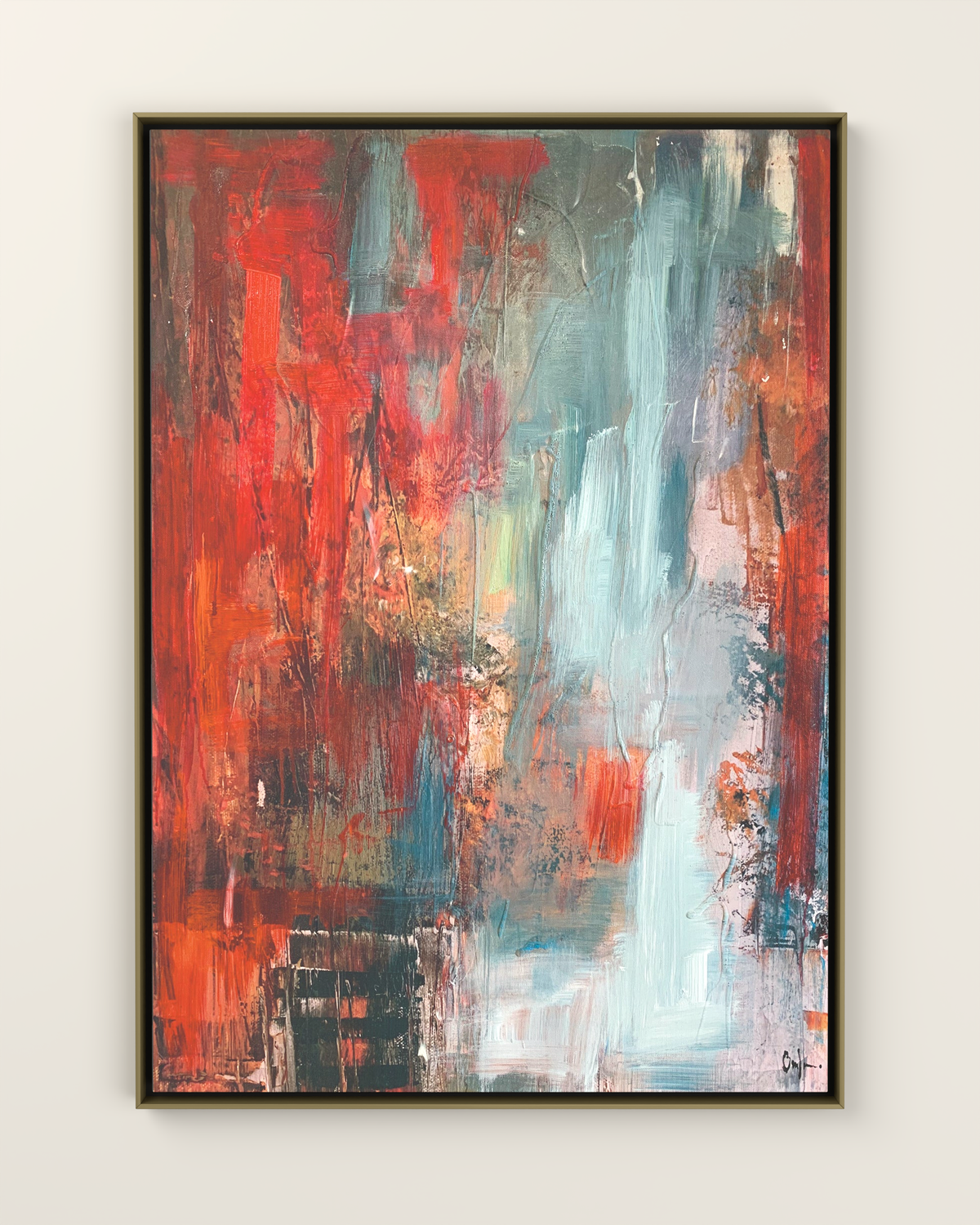 Rovella 1 Canvas Artwork in a Golden frame | KUNAL TREHAN Casa Maison Home