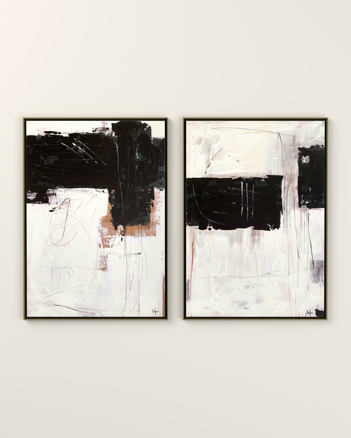 Sartoria 1 & 2 Canvas Artwork - Set of 2 in a Golden frame | KUNAL TREHAN Casa Maison Home