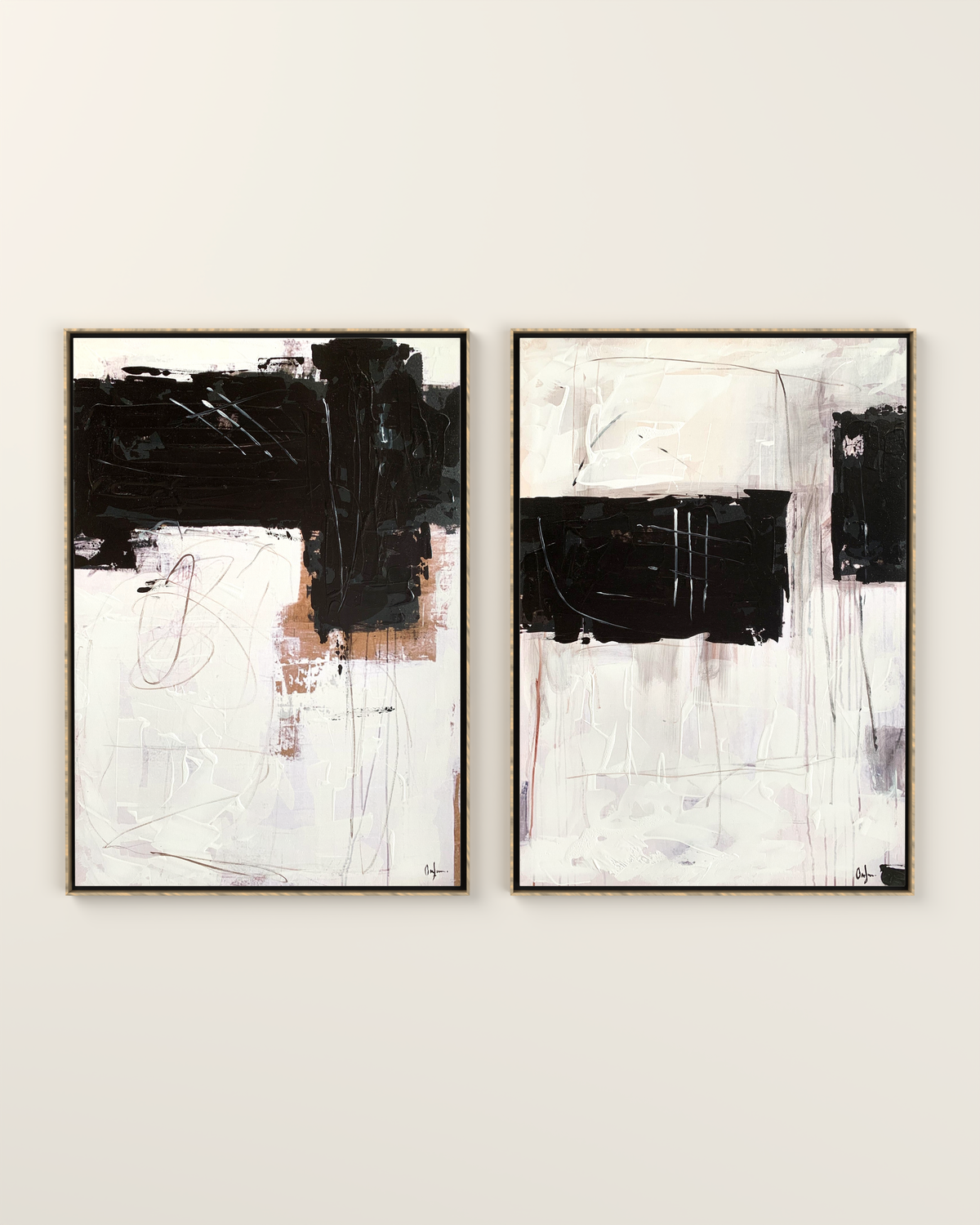 Sartoria 1 & 2 Canvas Artwork - Set of 2 in an Oak frame | KUNAL TREHAN Casa Maison Home