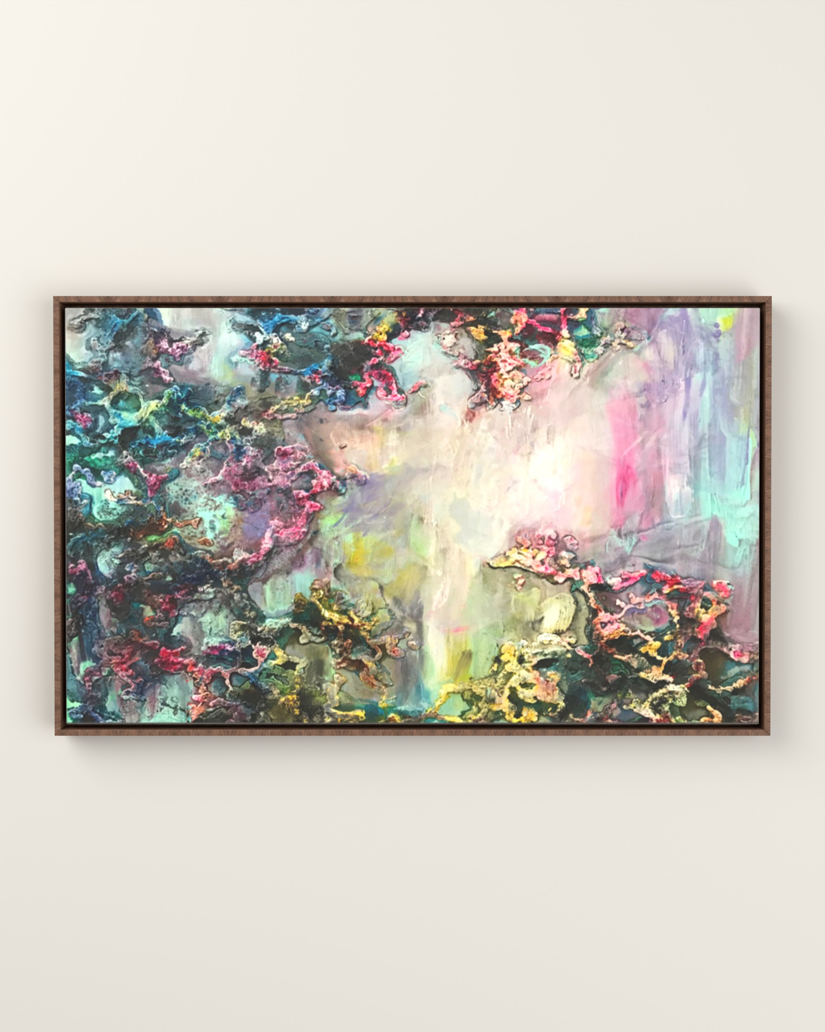 Solenne Canvas Artwork in a Walnut float frame | KUNAL TREHAN Casa Maison Home