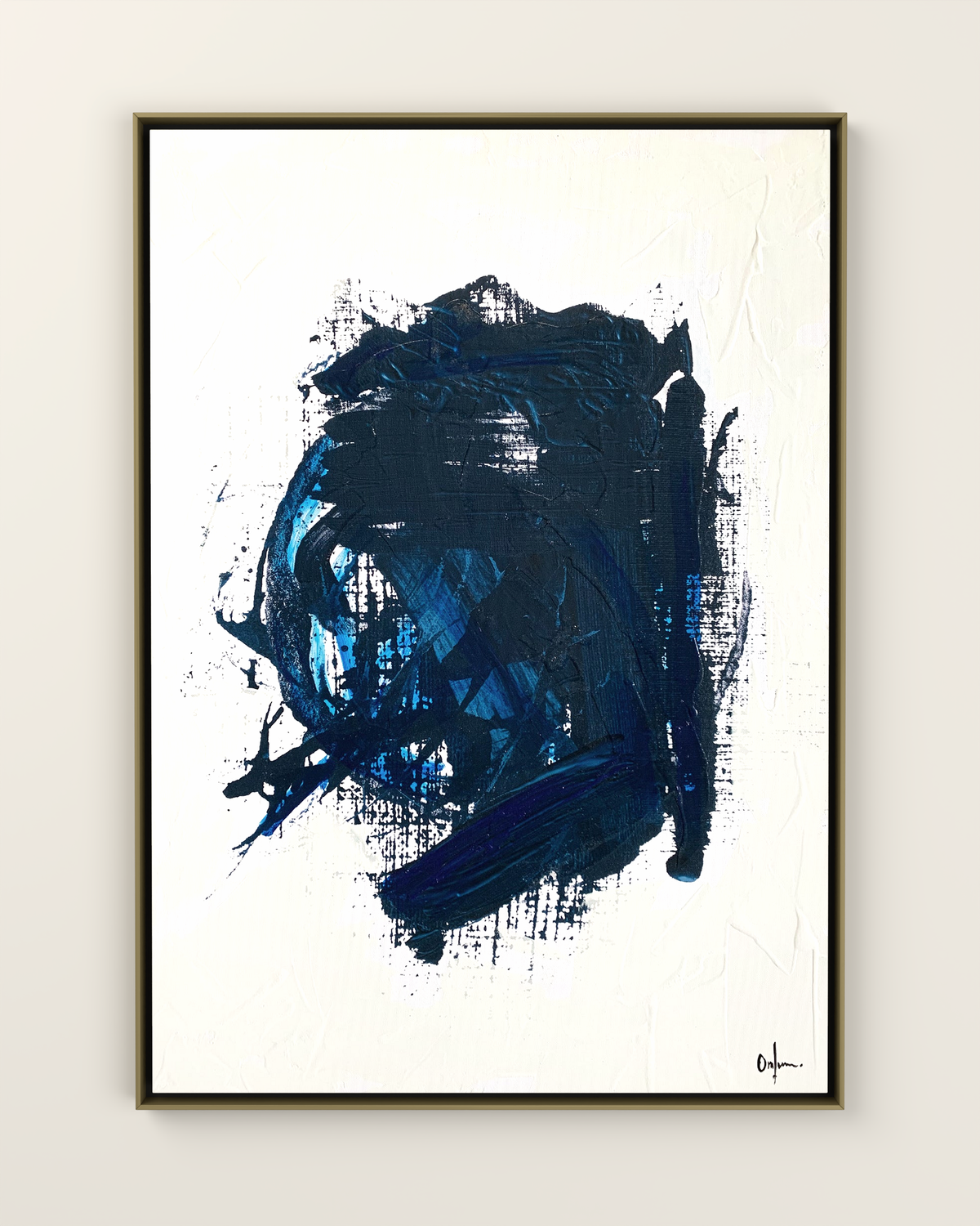 Vetra 1 Ink-blue Canvas Artwork in a Golden frame | KUNAL TREHAN Casa Maison Home