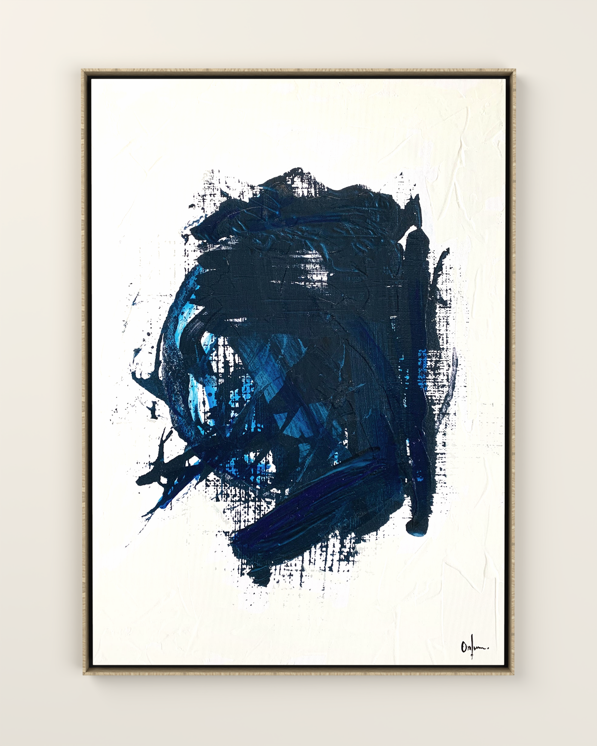 Vetra 1 Ink-blue Canvas Artwork in an Oak frame | KUNAL TREHAN Casa Maison Home