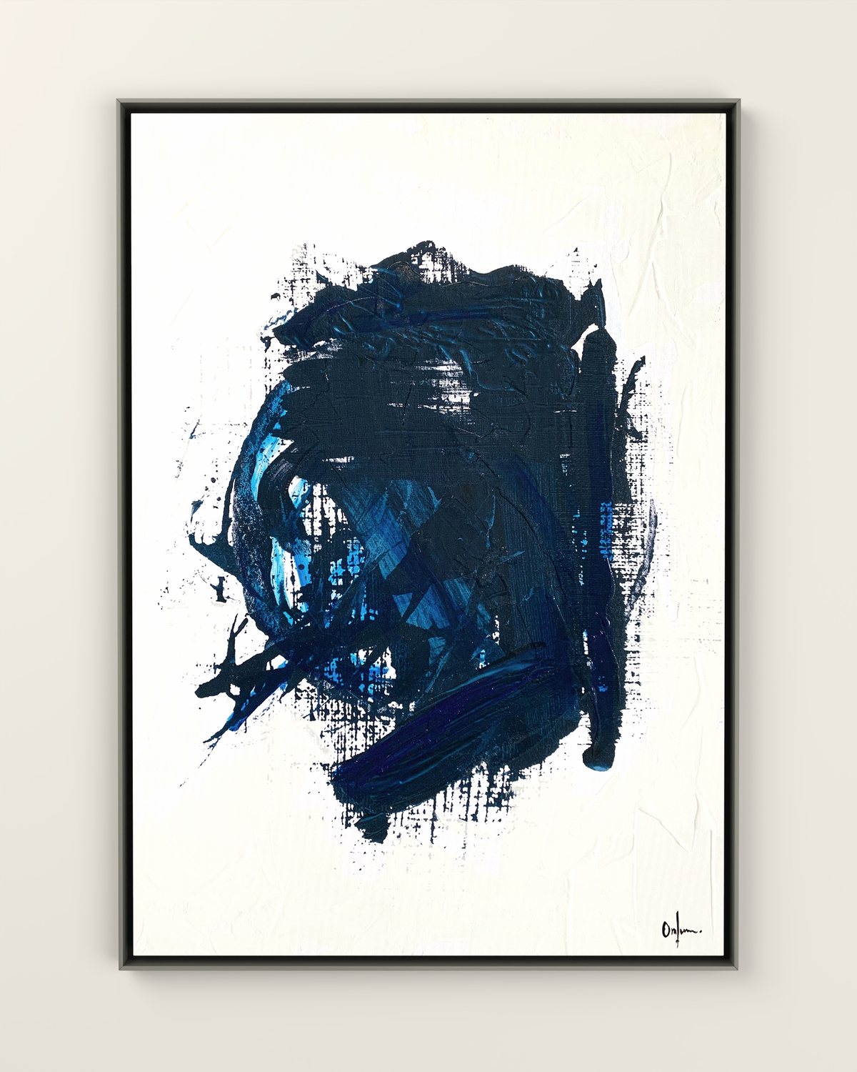 Vetra 1 Ink-blue Canvas Artwork in a Silver frame | KUNAL TREHAN Casa Maison Home
