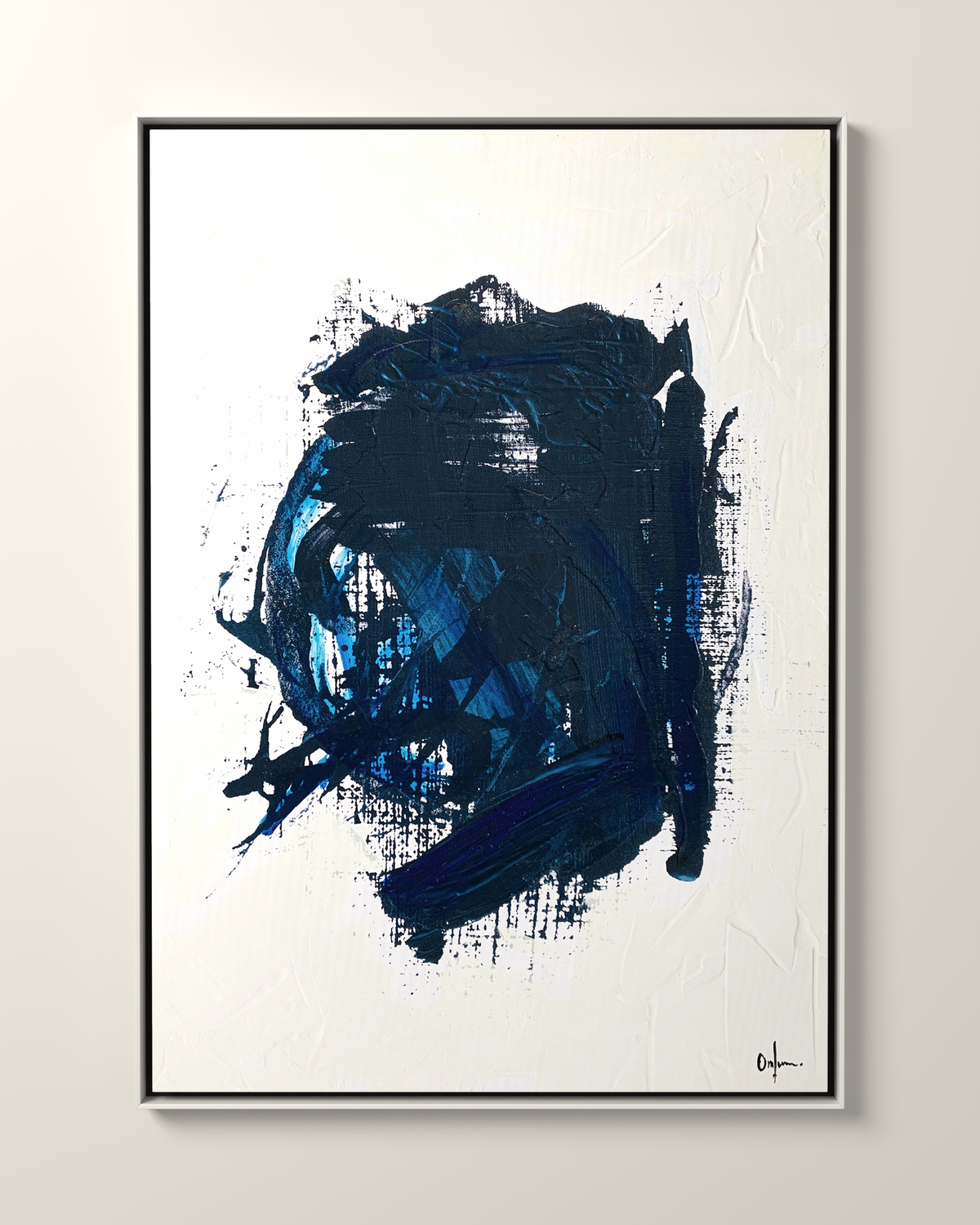 Vetra 1 Ink-blue Canvas Artwork in a White frame | KUNAL TREHAN Casa Maison Home