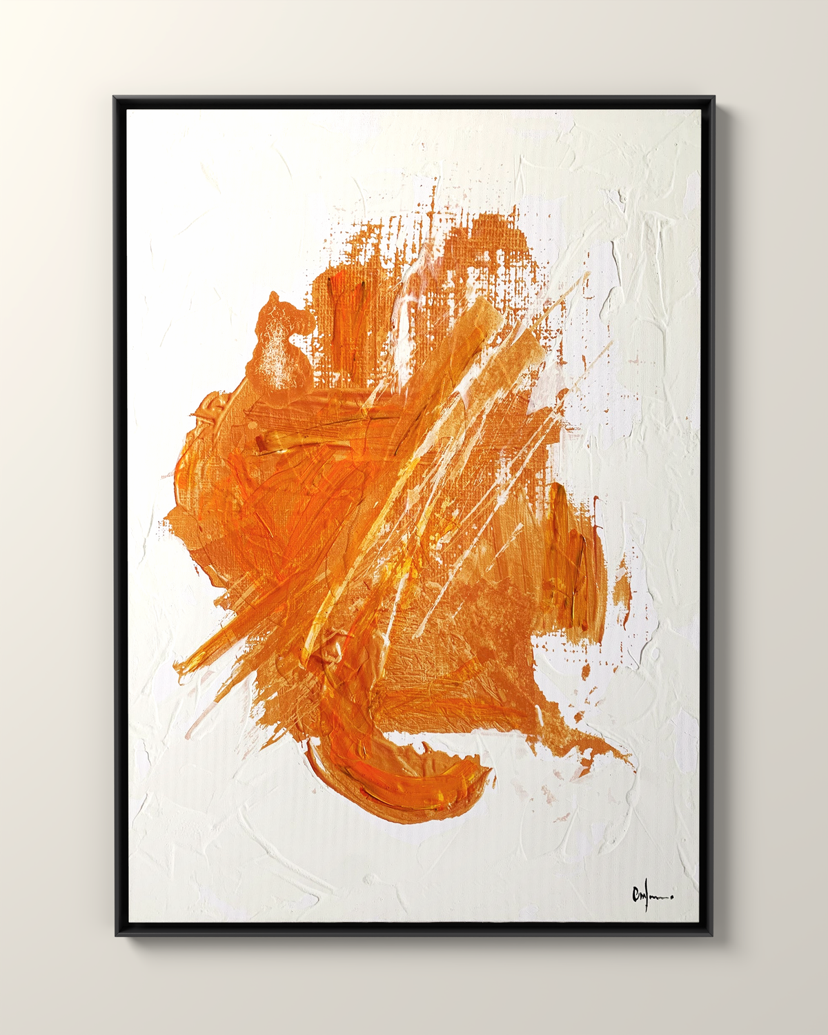Vetra 2 Orange-gold Canvas Artwork in a Black frame | KUNAL TREHAN Casa Maison Home