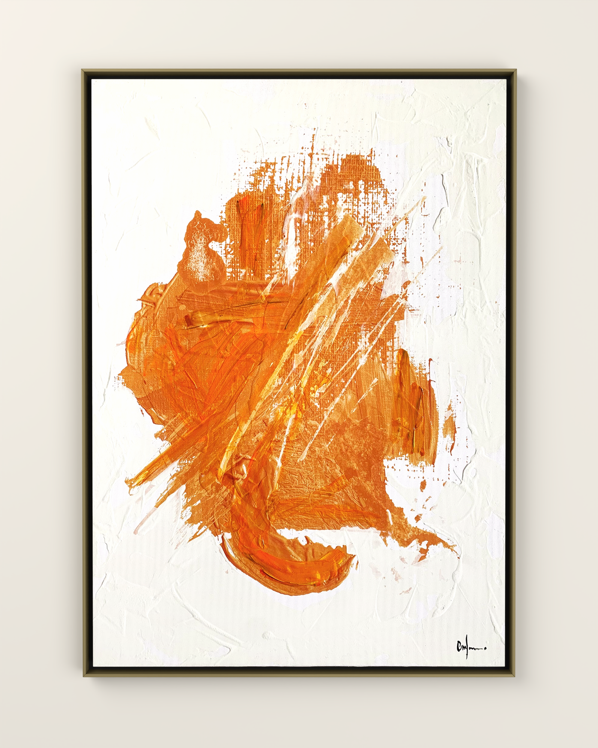 Vetra 2 Orange-gold Canvas Artwork in a Golden frame | KUNAL TREHAN Casa Maison Home
