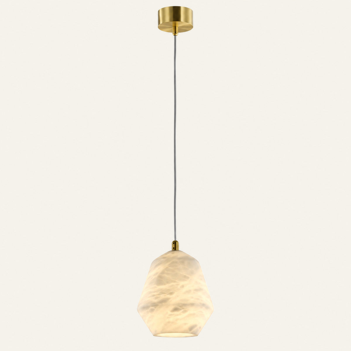The Anfora alabaster pendant light in brass