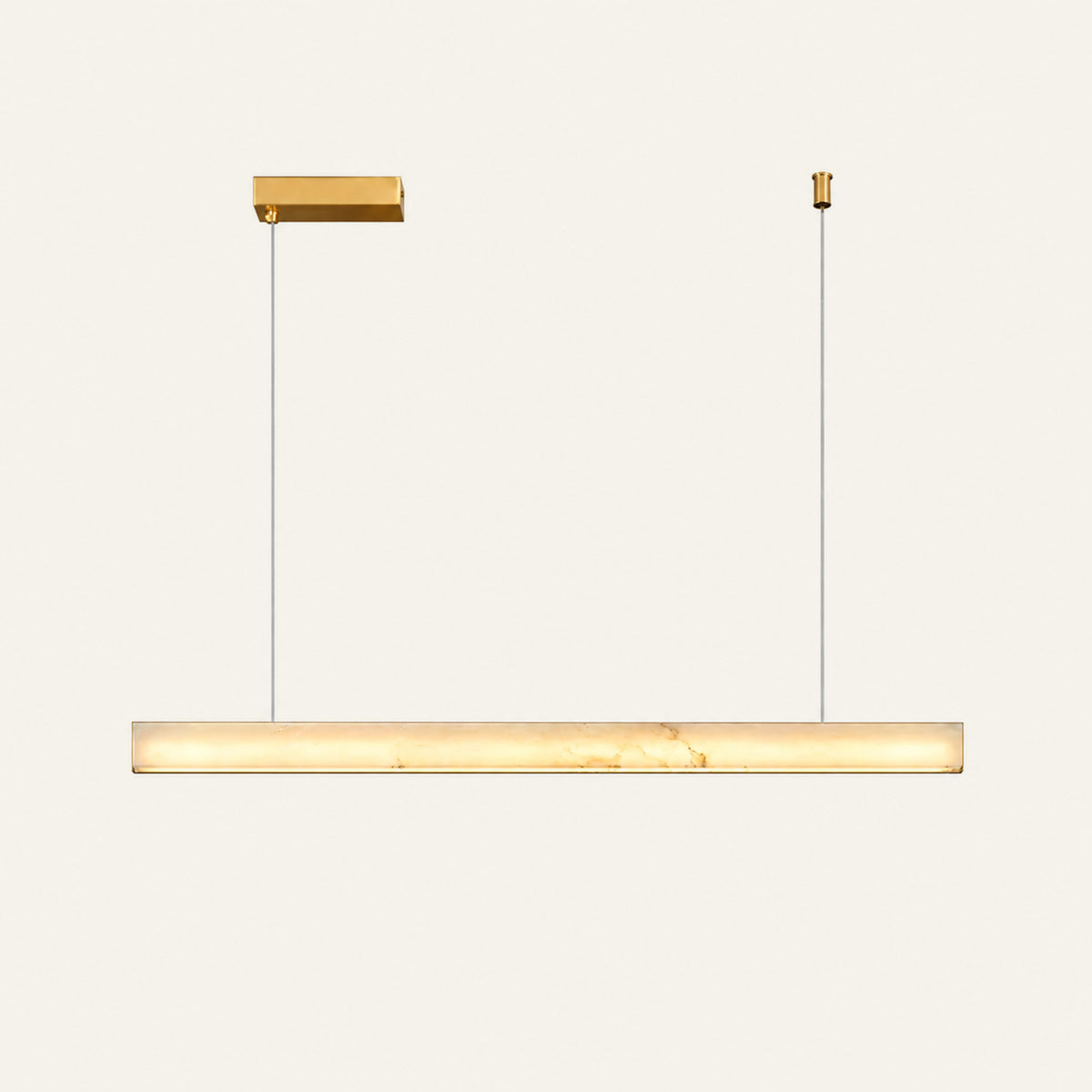 The Architrave alabaster linear pendant light, L100cm in brass