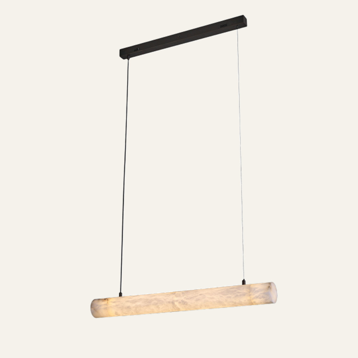 The Asta alabaster linear pendant light, L100cm in black