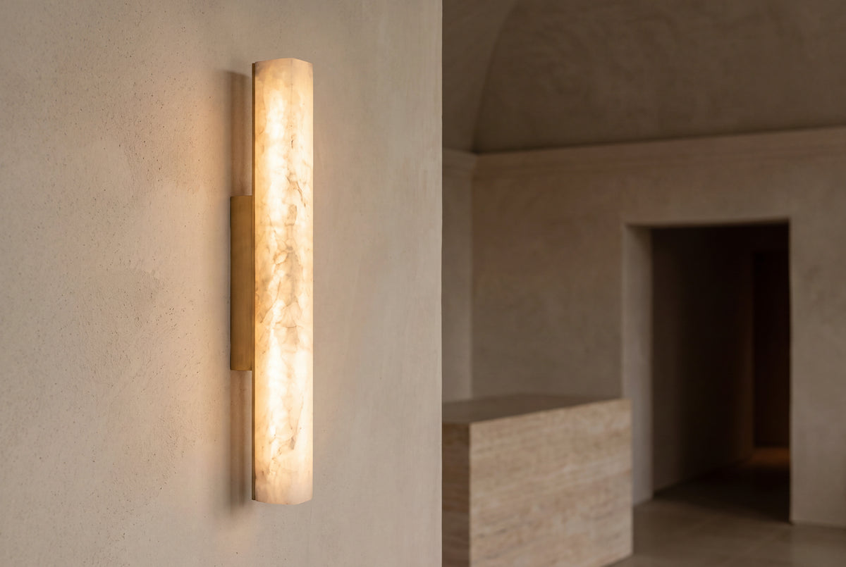 The Colonna Alabaster Wall Light, lifestyle close-up