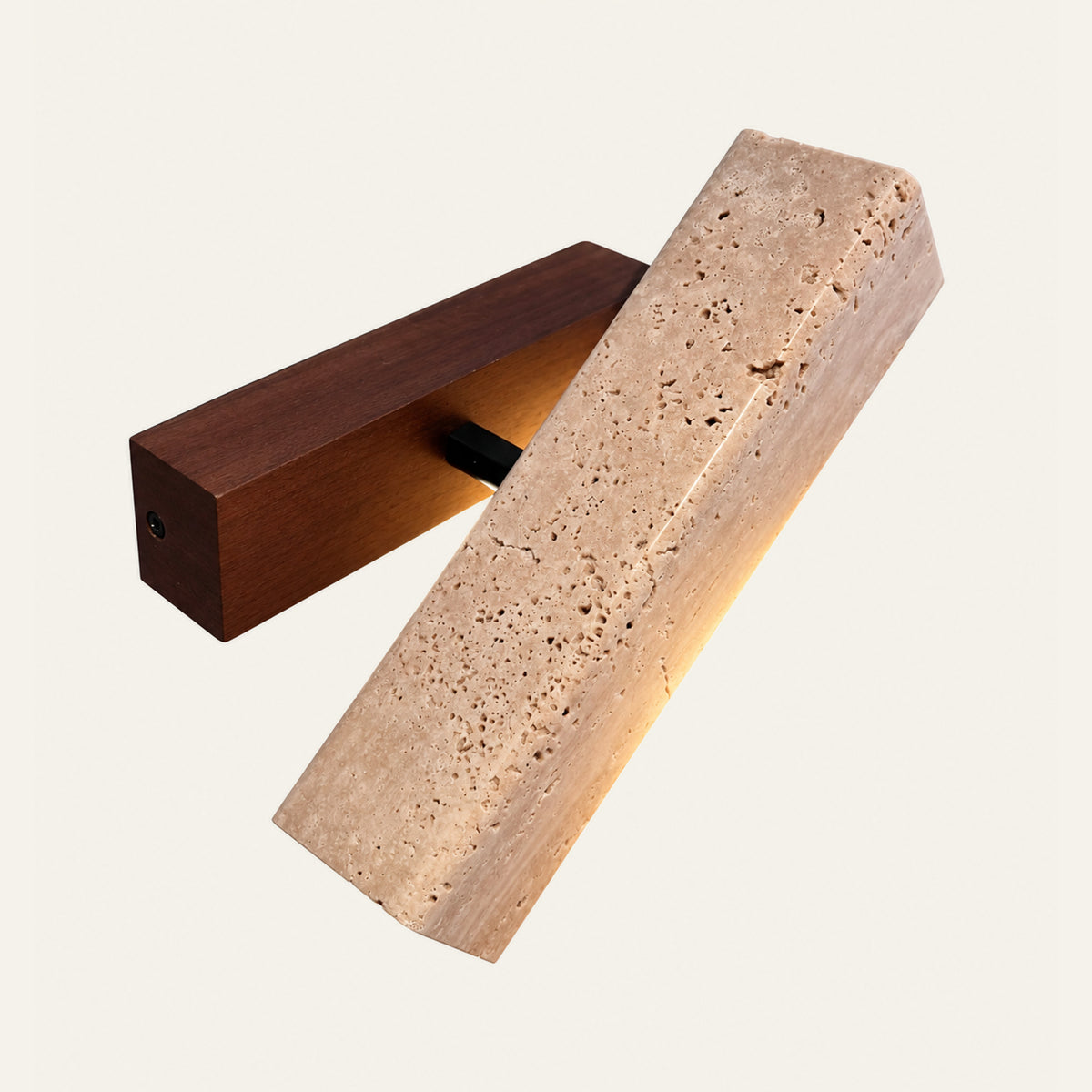 The Croce travertine wall light with a walnut bar