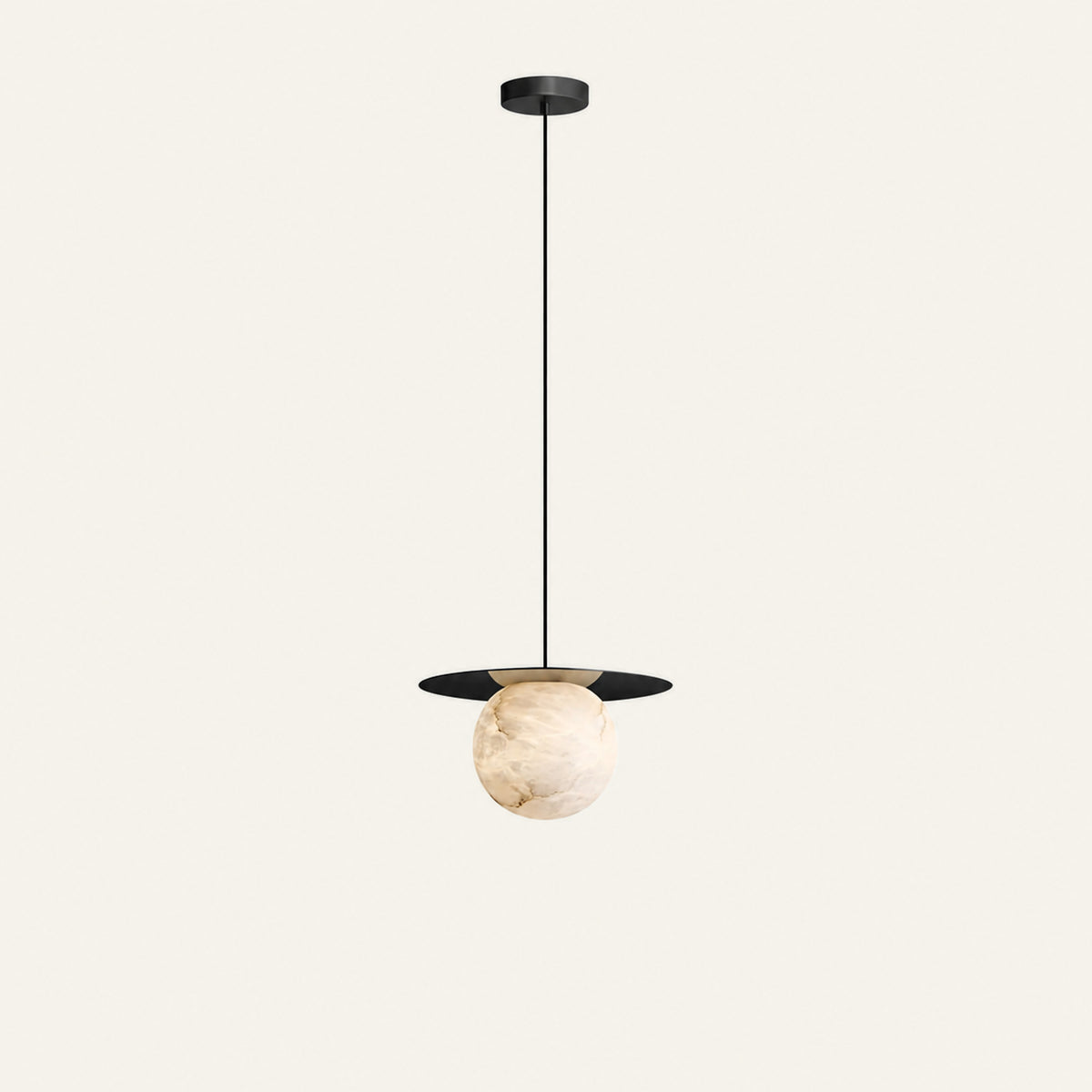 The Eclisse alabaster pendant light, Ø10cm in black
