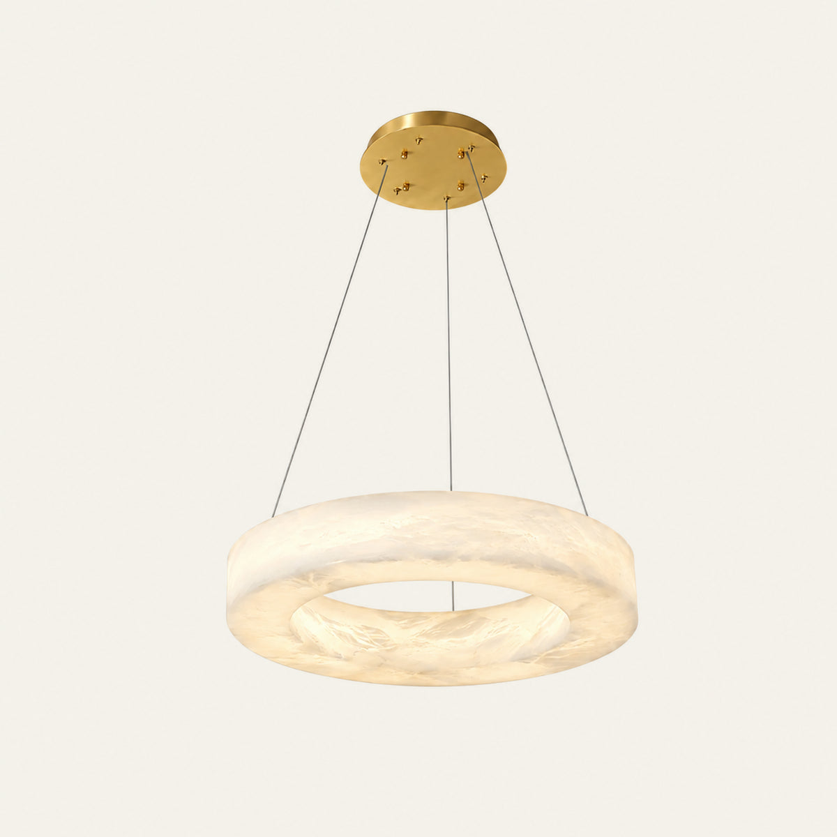 The Fascia alabaster chandelier, Ø34cm in brass
