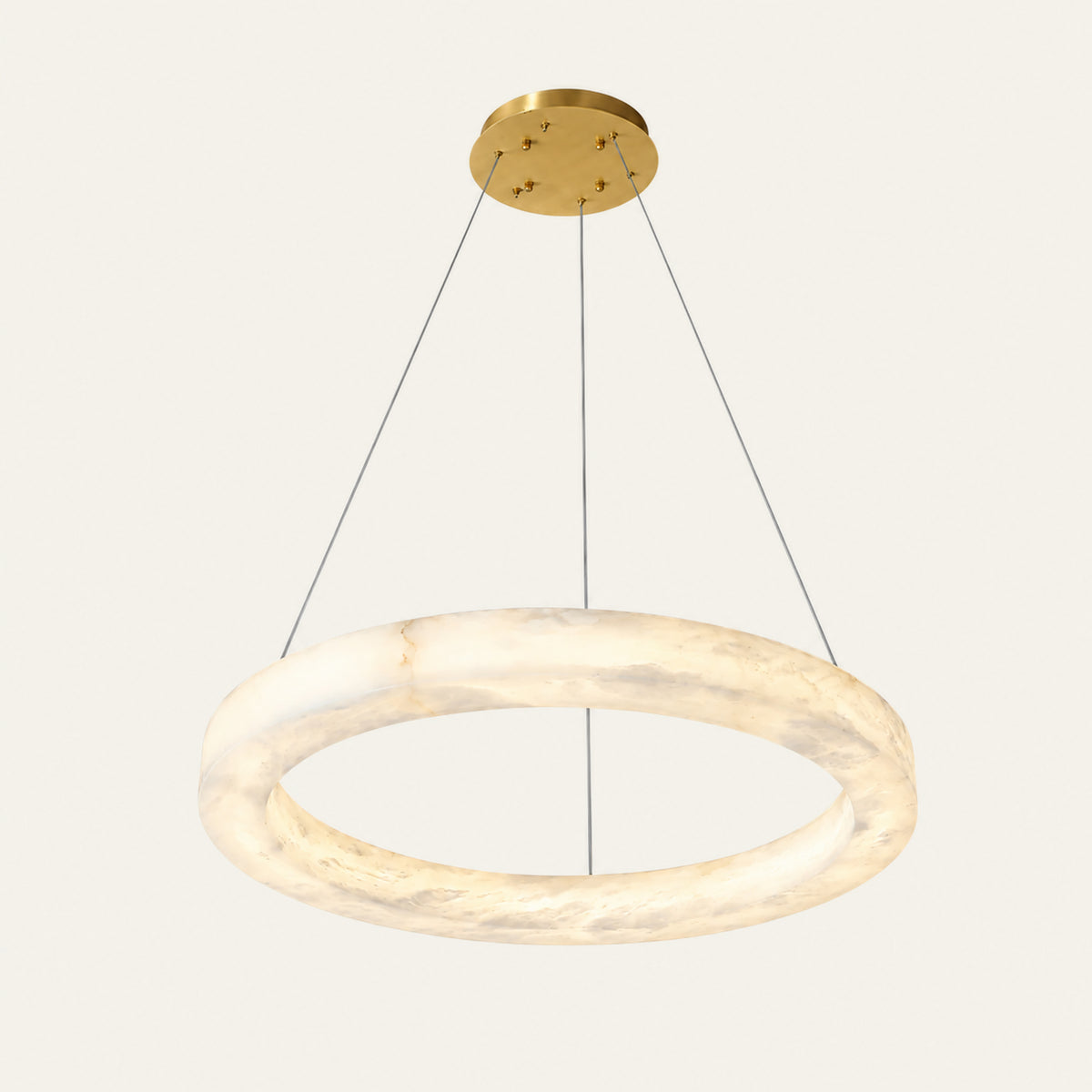 The Fascia alabaster chandelier, Ø64cm in brass
