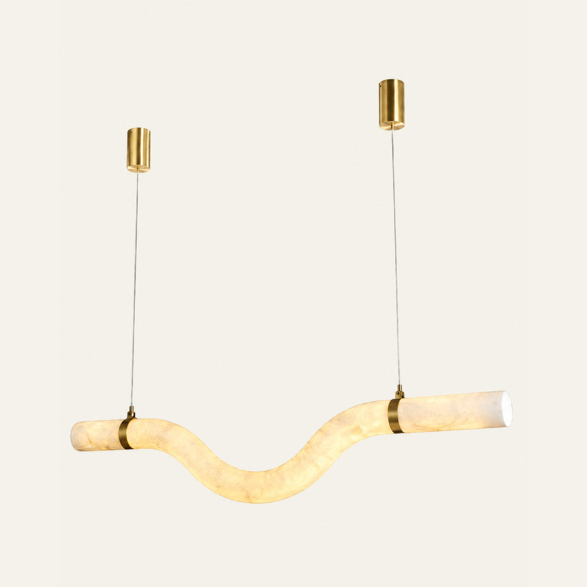 The Fiume alabaster linear pendant light, L120cm in brass
