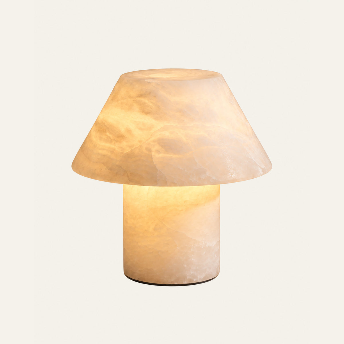 The Fungo alabaster table lamp, 16cm, lit
