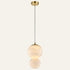 The Gemella alabaster pendant light, two stacked spheres Ø12cm and Ø10cm in brass