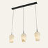 The Isola alabaster chandelier with three carved stone shades, in black