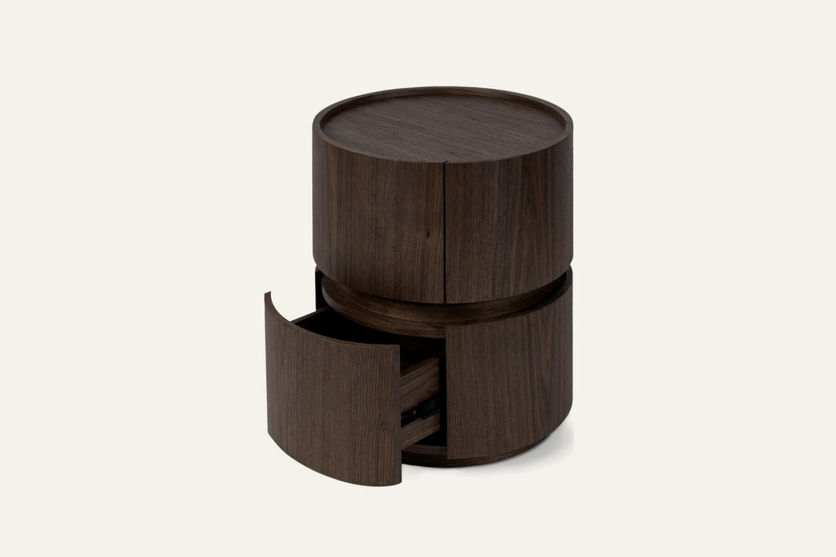 The Bellano Bedside Table, with drawers open