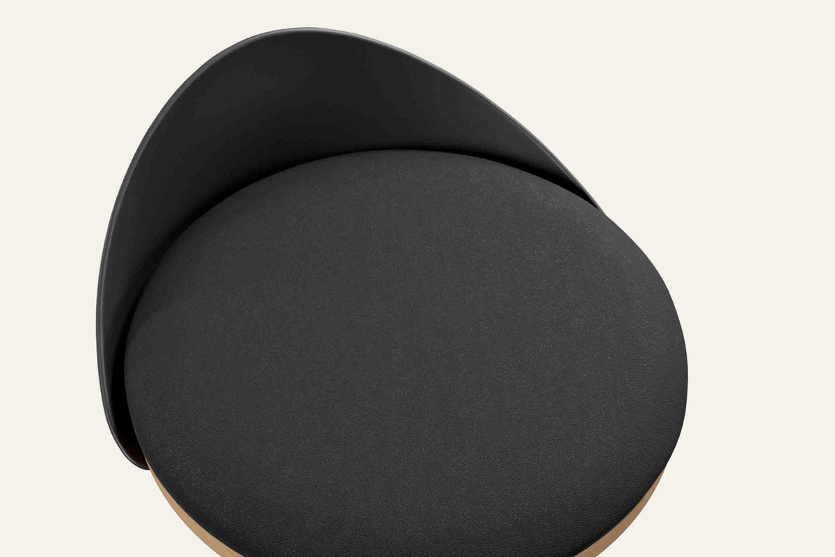 The Bonassola Counter Stool, close-up of the black padded seat