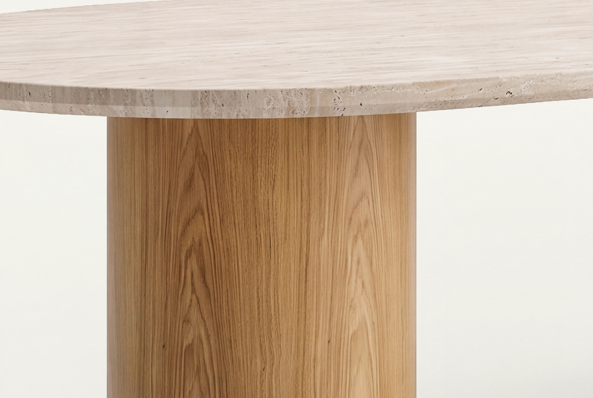 The Bracciano Oval Dining Table, close-up of the finish