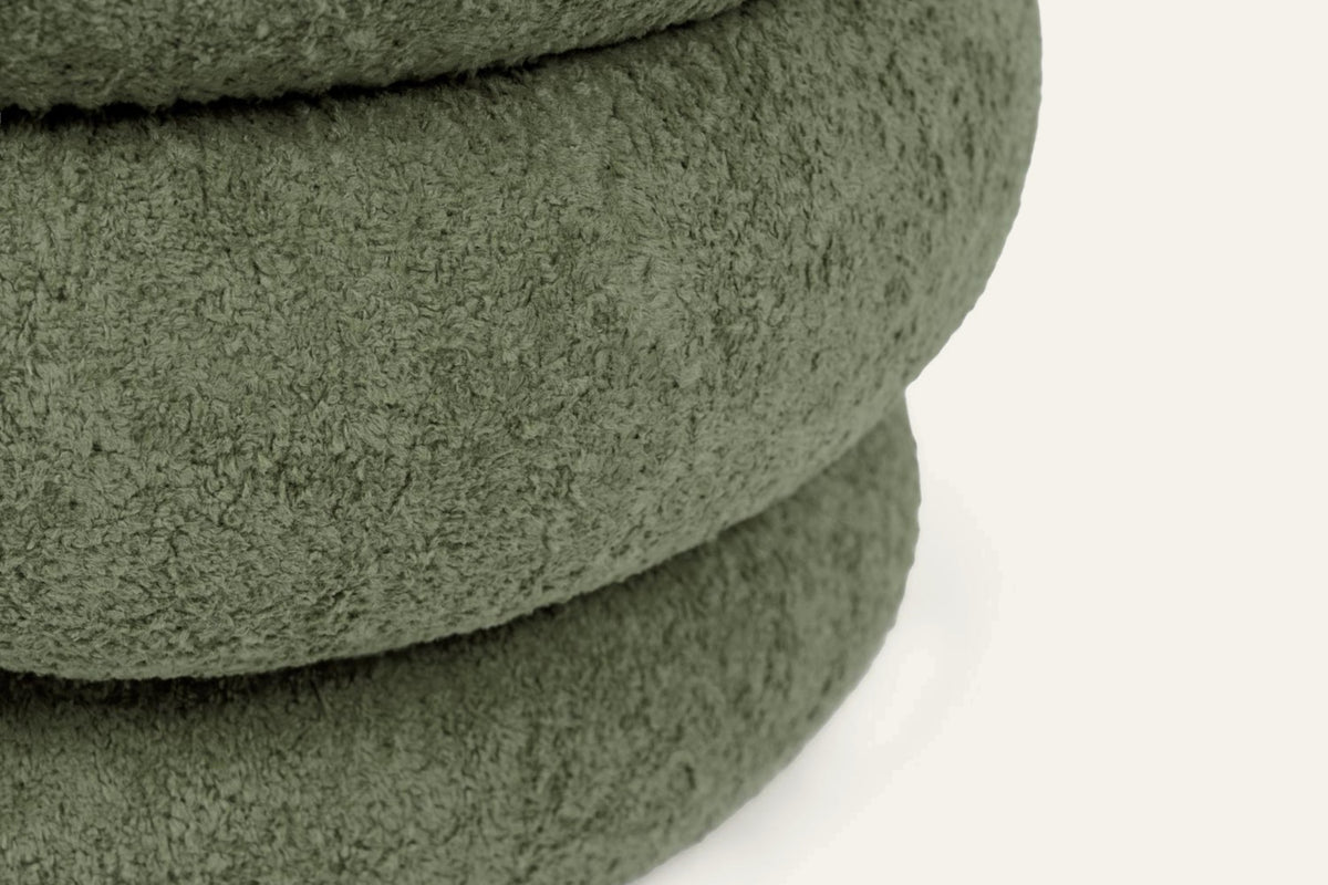 The Cisternino Pouffe, close-up of the plush rings