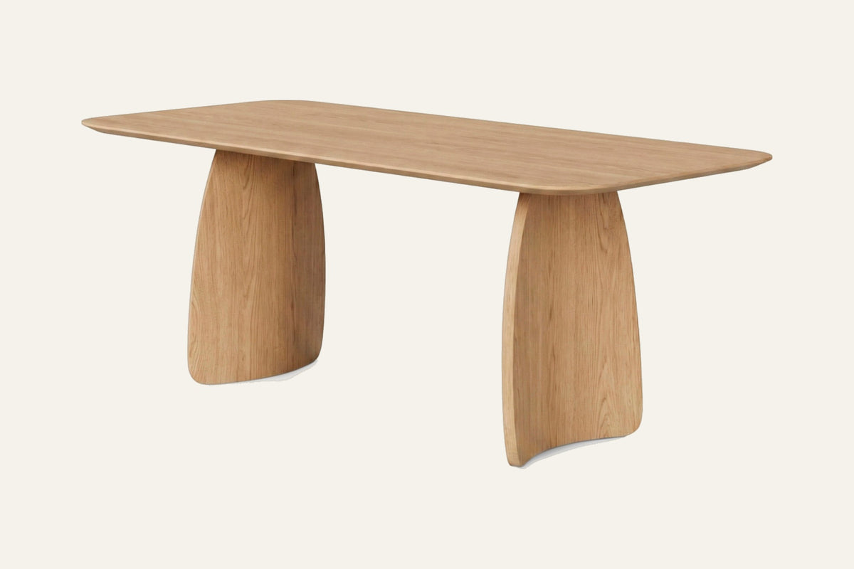 The Cuneo Dining Table in oak, studio view, Kunal Trehan