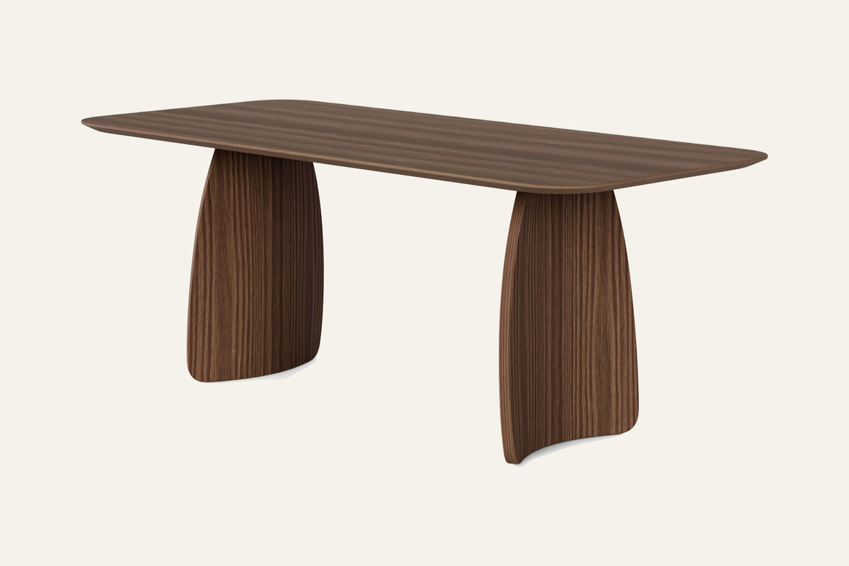 The Cuneo Dining Table in walnut, studio view, Kunal Trehan
